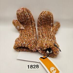 TIMBERLAND WOMEN'S OS WHEAT COLORFUL LEATHER LOGO PATCH RARE MITTEN